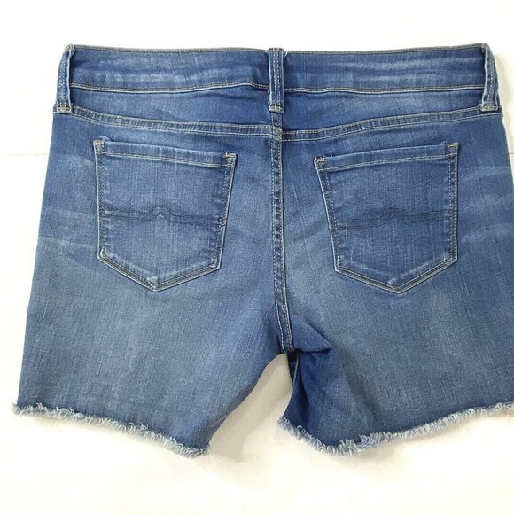 Arizona Jean Co Junior Women's size 5 Distressed Raw Hems Blue Jean Denim Shorts - Picture 2 of 9